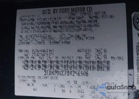 2011 Ford Fusion Sport из США, поврежденный, VIN 3FAHP0KC7BR256506